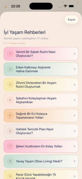 İyi yaşam rehberleri listesi