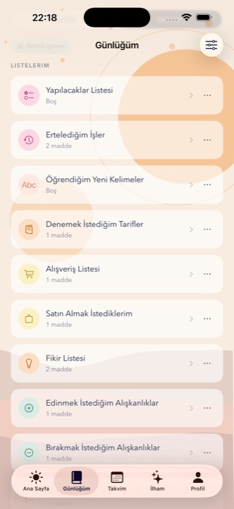 Listelerim: yapılacaklar, alışveriş ve özel şablonlar